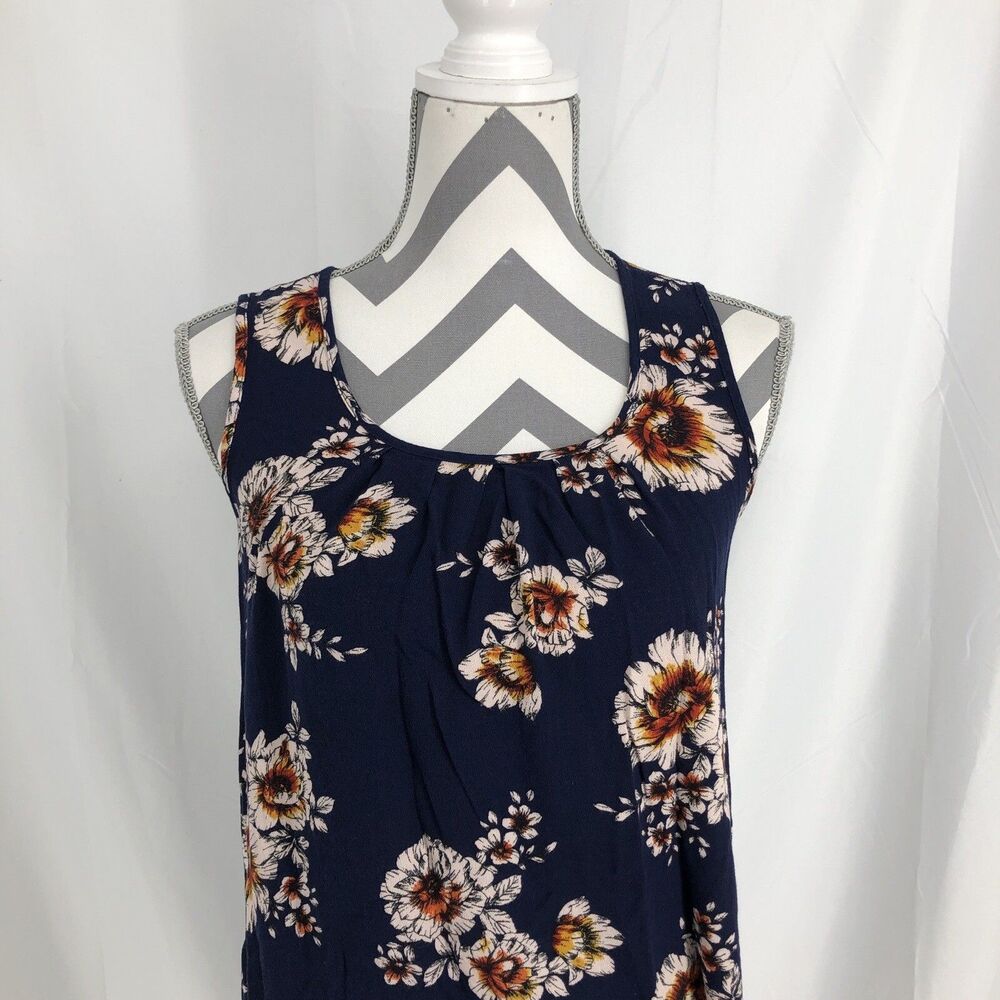 Maurice’s Navy Blue Floral Sleeveless A Line Sun Dress XS